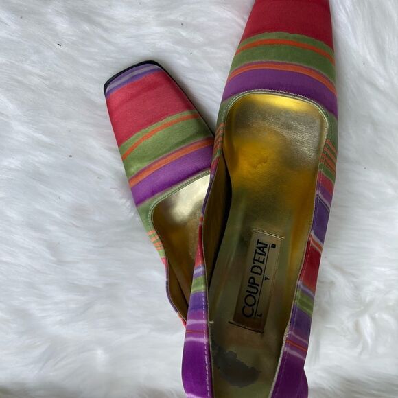 Coup D’etat Multi color 3” slip on fabric shoes square toe size11M - Picture 3 of 11